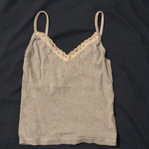 Brandy Melville Blue and white Striped Lace Camisole